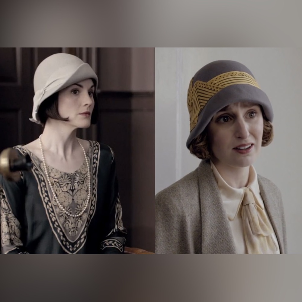Downton abbey hat , Elegant Two-Tone wool Cloche Hat